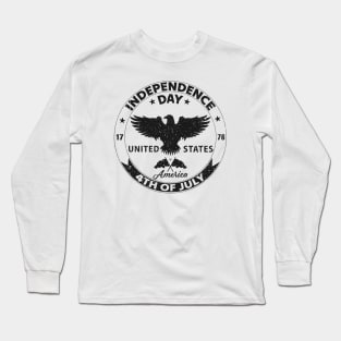 Flight of Freedom: Celebrating 4th of July with Patriotic Eagle Black Design Long Sleeve T-Shirt
